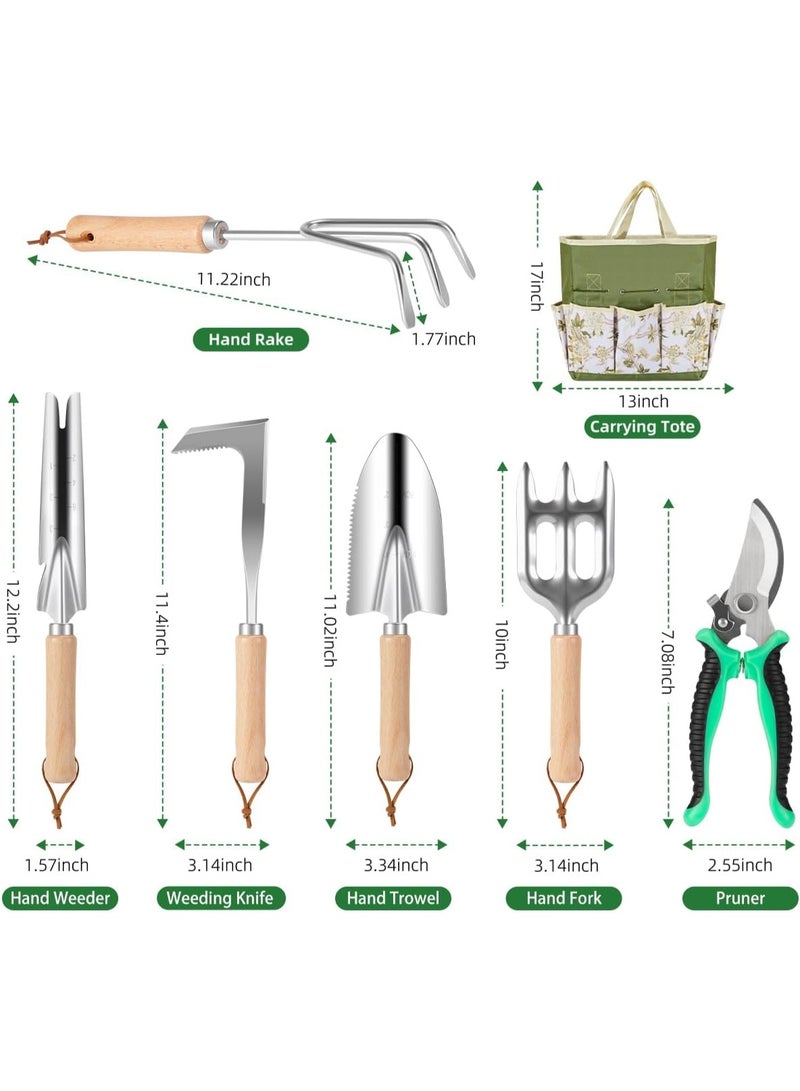 Bukela 9-Piece Premium Gardening Tool Set for Women - Heavy Duty Stainless Steel Rust-Proof Tools with Fashion Storage Tote | Perfect Gardening Gifts for Mom, Mother's Day, Birthday & Outdoor Pitchforks - Image 3