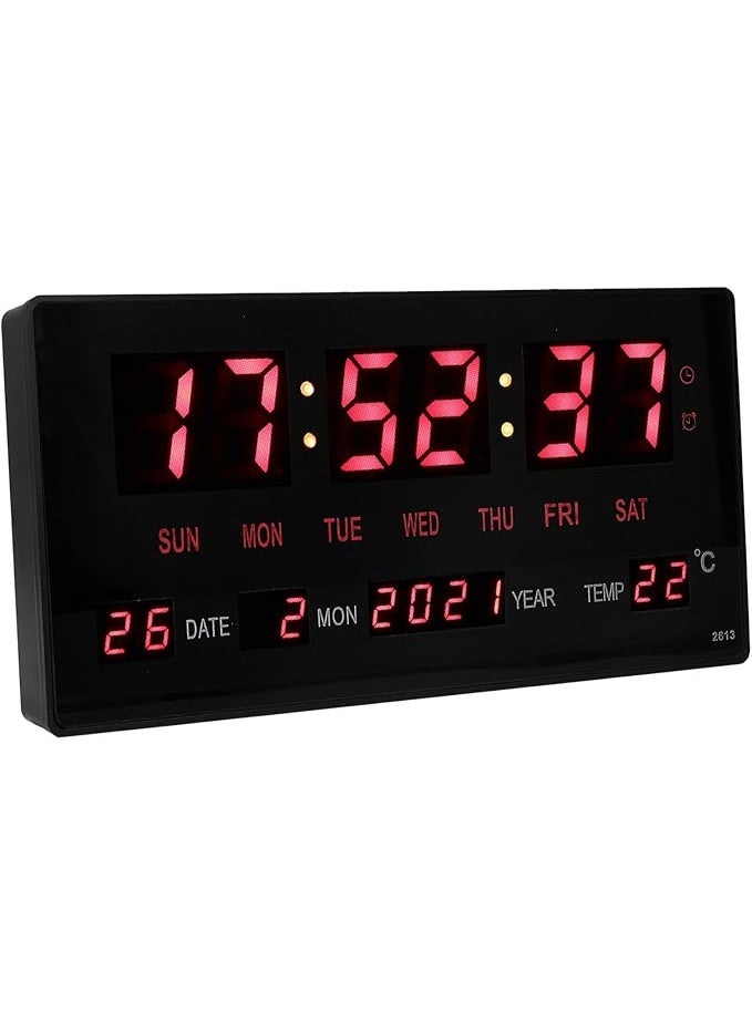 ساعة حائط رقمية LED سوداء 35 × 15 سم - Image 1