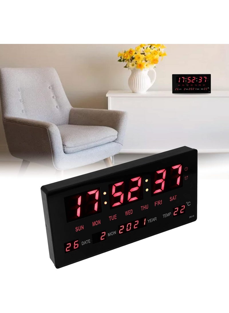 ساعة حائط رقمية LED سوداء 35 × 15 سم - Image 2