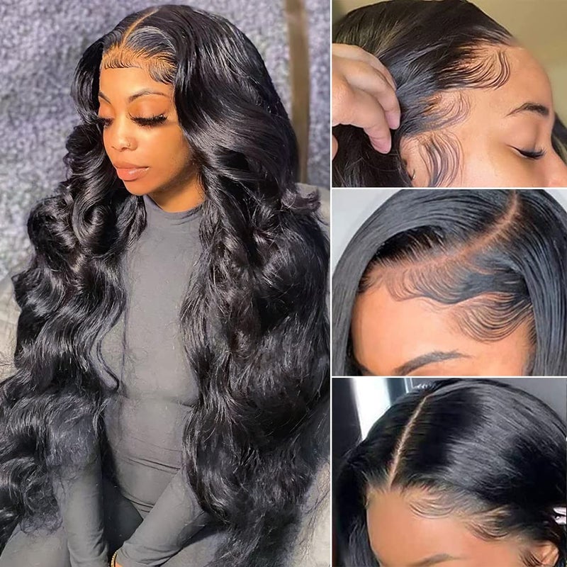 Pizazz Body Wave Lace Frontal Wigs Human Hair Pre Plucked with Baby Hair 180 Density Glueless Human Hair Wigs for Black Women 13x4 HD Transparent Lace Front Wigs with Natural Hairline22 Inch