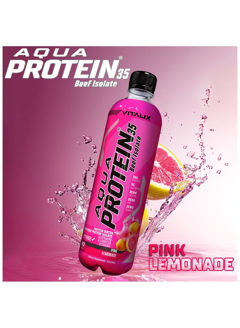 Vitalix Aqua Protein 35 Beef Isolate Pink Lemonade - 35g Protein Water, 5g Glutamine, Vitamins B,Lactose Free, Sugar Free, Zero Fat - Protein Drink 500ml Pack of 12 - Image 5