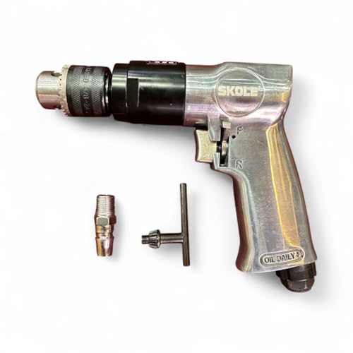 SKOLE 3/8" Pneumatic Air Drill, 1700 RPM 10mm High-Speed Reversible CW/CCW Air-Powered Drilling Tool for Furniture, Hardware & Machinery Production - Image 2