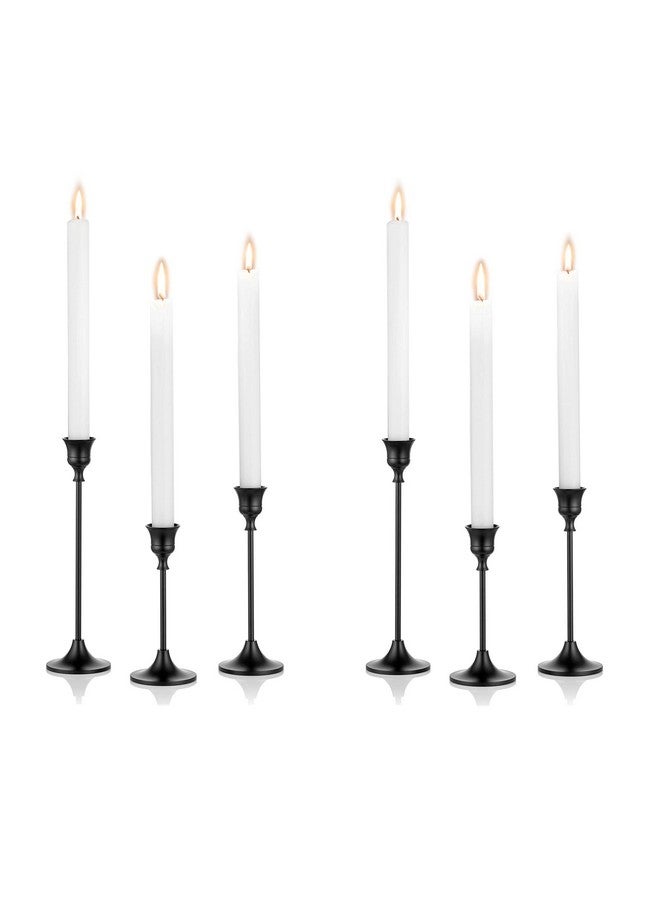 Nuptio Black Candle Holder Candlestick Holders Candle Sticks Holder Tapered Candle Holder, Taper Candle Holders for Wedding Christmas Party Mantel Dinner Home Decoration 2 Sets(6 Pcs) - Image 1