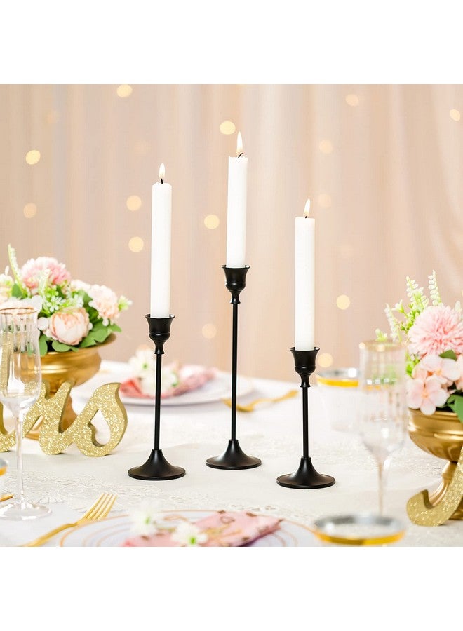 Nuptio Black Candle Holder Candlestick Holders Candle Sticks Holder Tapered Candle Holder, Taper Candle Holders for Wedding Christmas Party Mantel Dinner Home Decoration 2 Sets(6 Pcs) - Image 3