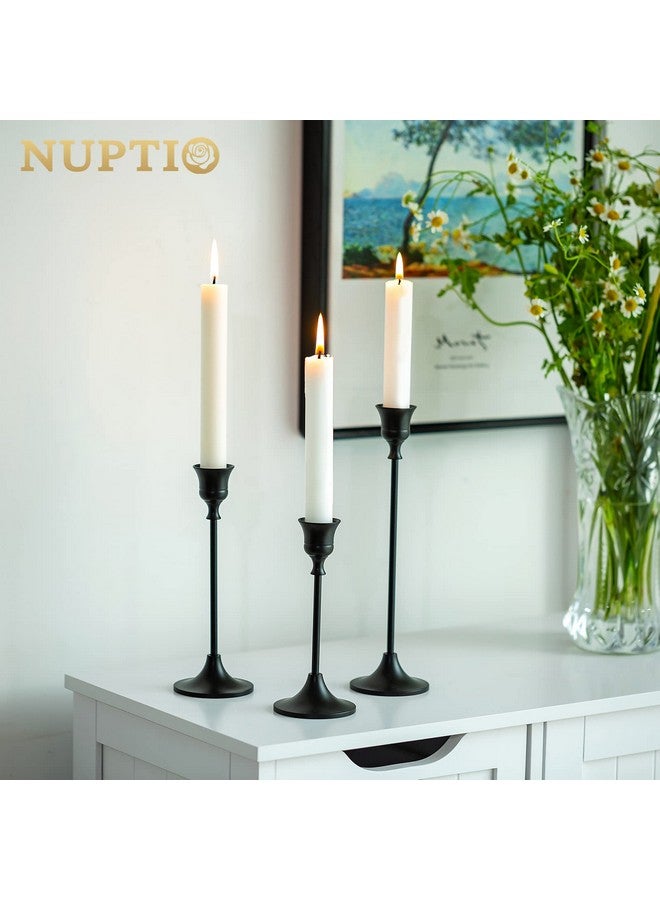 Nuptio Black Candle Holder Candlestick Holders Candle Sticks Holder Tapered Candle Holder, Taper Candle Holders for Wedding Christmas Party Mantel Dinner Home Decoration 2 Sets(6 Pcs) - Image 2