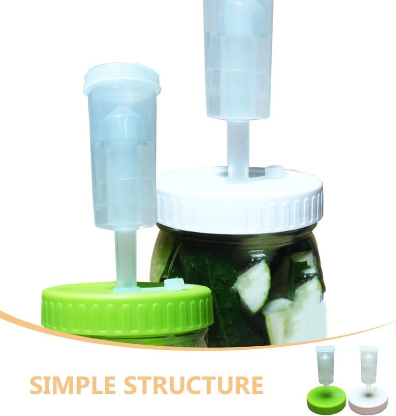 2pcs Wide Mouth Fermenting Jar Lids 86mm Sealed Plastic Airlock Caps for Mason Jars Pickling and Canning with One-way Valve, Green and White - Image 3