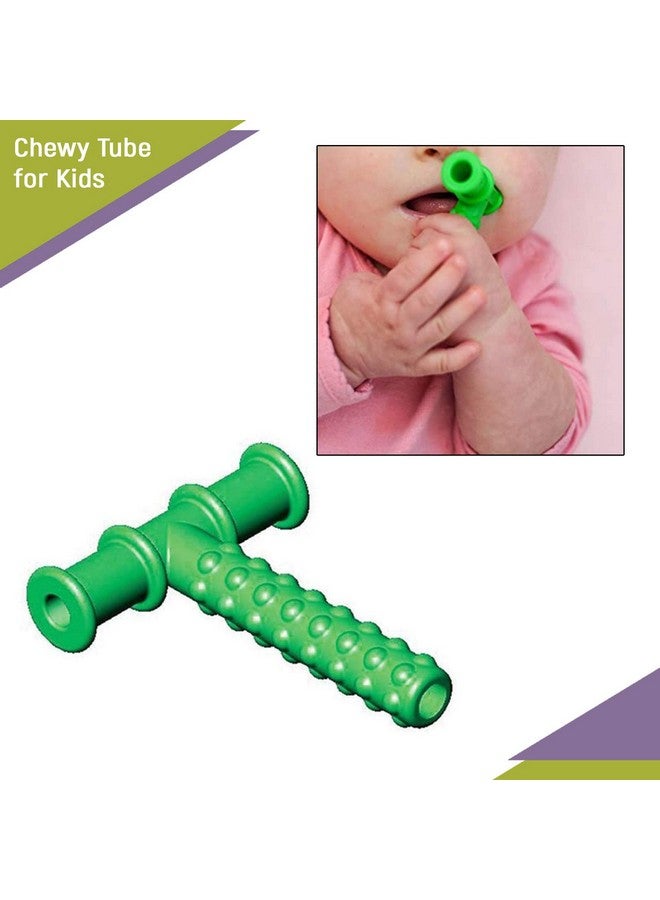 Safe-O-Kid ® Speech Therapy Chewing Tube, Non-Toxic Biting Toy For Effective Oral Sensory Therapy, Texture Chewy Tube For Autism, Teether For Children- Green - Image 5