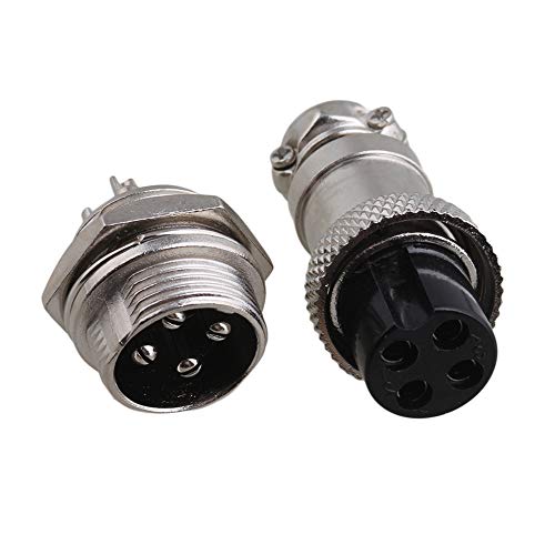 BQLZR Silver Aviation Plug 4-Pin 16mm GX16-4 Metal Male Female Panel Connector Pack of 5 - Image 3