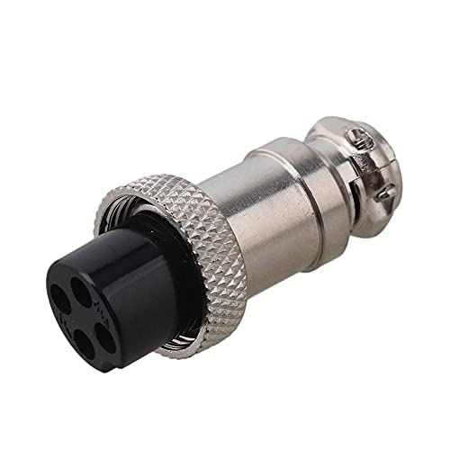 BQLZR Silver Aviation Plug 4-Pin 16mm GX16-4 Metal Male Female Panel Connector Pack of 5 - Image 4