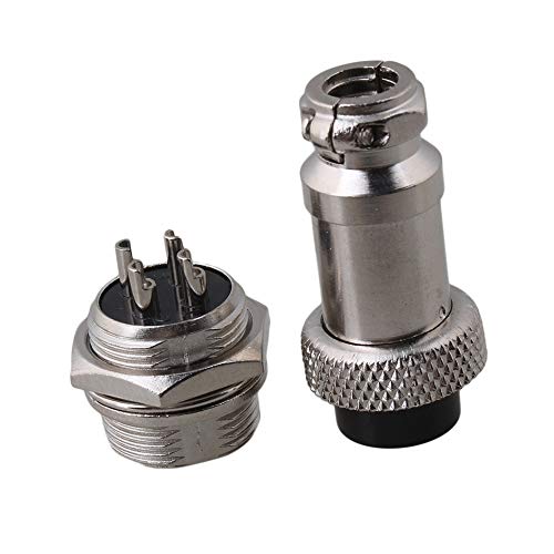 BQLZR Silver Aviation Plug 4-Pin 16mm GX16-4 Metal Male Female Panel Connector Pack of 5 - Image 2