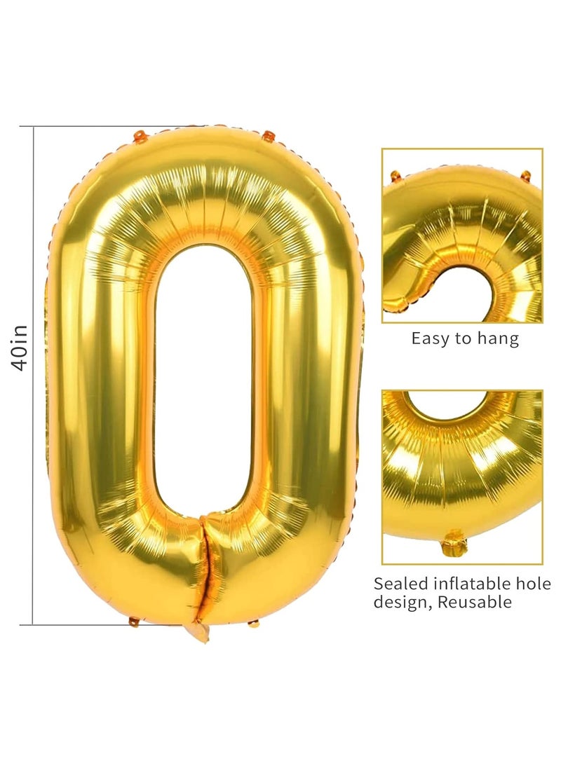 40 Inch Gold Digit Helium Foil Birthday Party Balloons Number 9  - Image 3