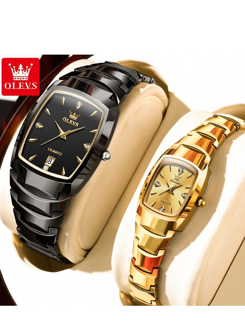 أوليفز OLEVS زوج من ساعات الرجال والنساء طقم ساعات تناظرية تاريخ الماس ستانلس ستيل مقاوم للماء ساعة مضيئة 7006 - Image 1