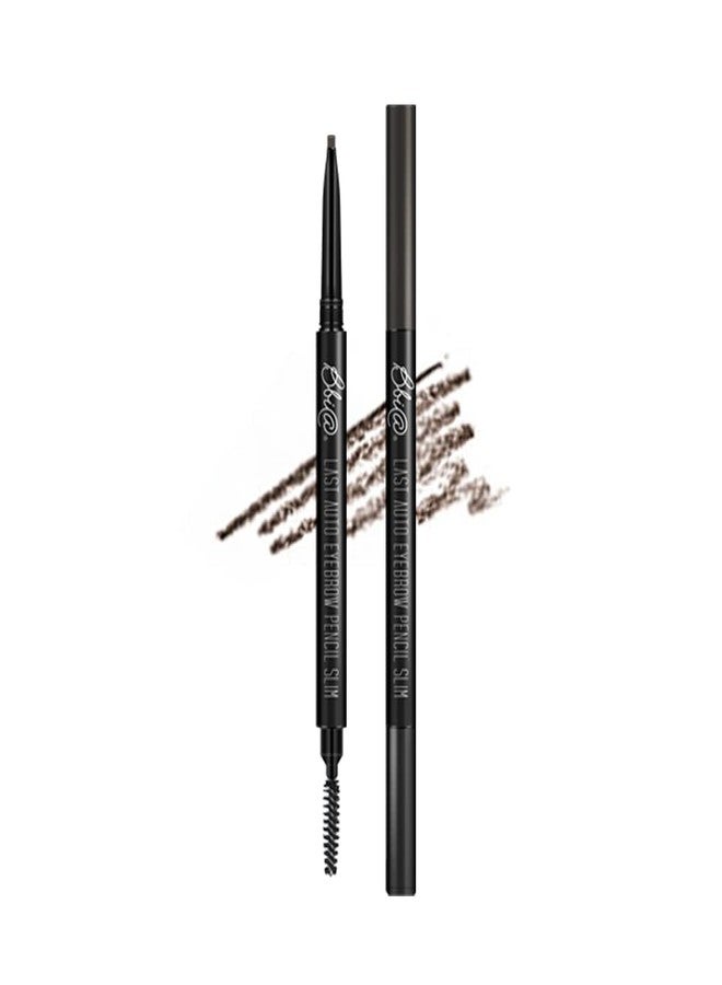 BBI@ BBIA BBIA Last Auto Eyebrow Pencil SLIM 7 Colors – No Sebum Ultra Fine Brow Definer Pencil Retractable Dual-Sided Brush Waterproof Shape & Define & Fill Eye Brow Korean Makeup (02 DARK BROWN SLIM) - Image 1