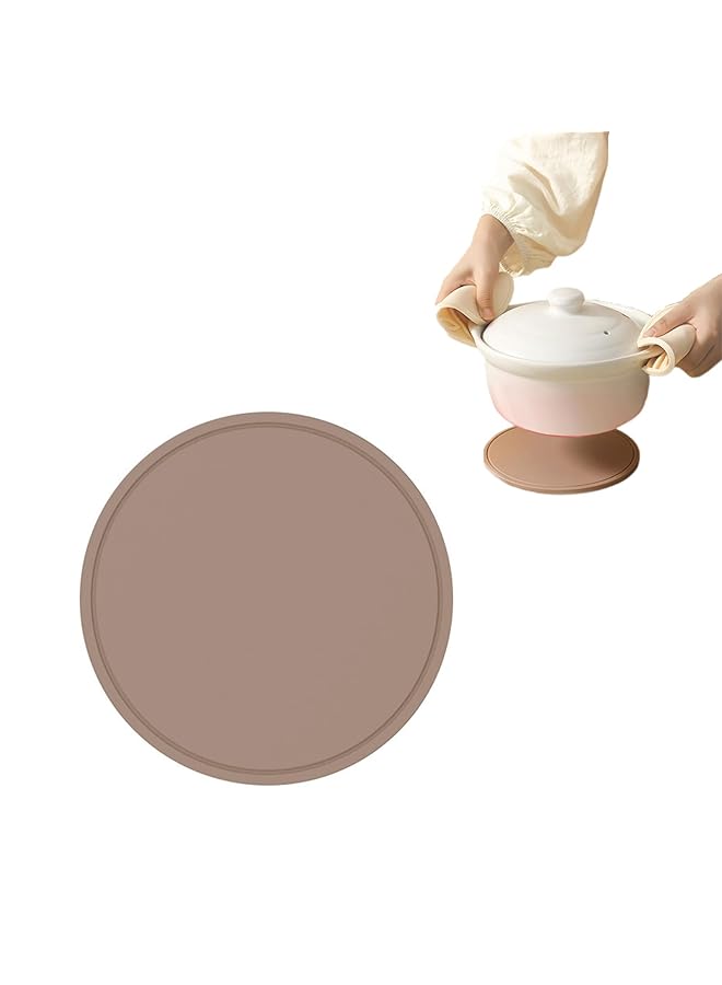 erorex Drink And Pot Coasters Silicone Coasters Tabletop Protection For Wood Stone Tables Dishwasher Safe Heat Resistant Up To 240℃ Brown - Image 1