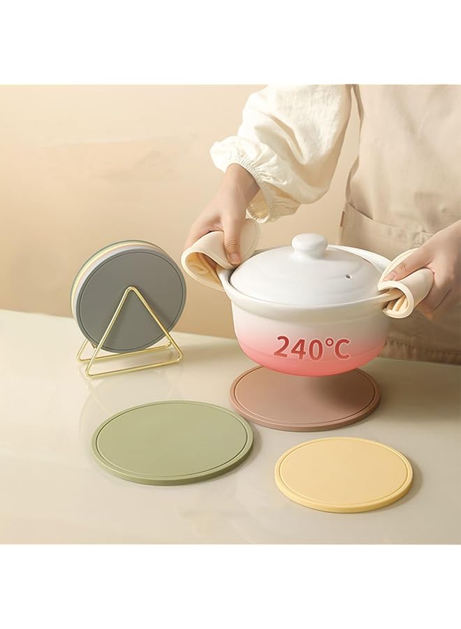 erorex Drink And Pot Coasters Silicone Coasters Tabletop Protection For Wood Stone Tables Dishwasher Safe Heat Resistant Up To 240℃ Brown - Image 2