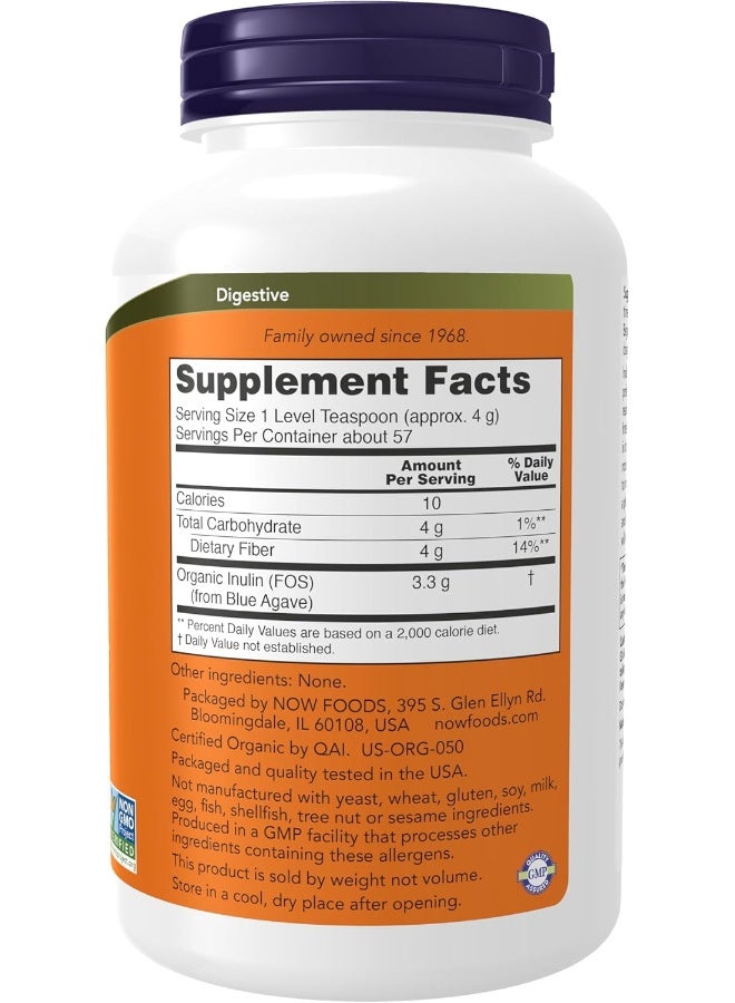 Now Foods Certified Organic Inulin Prebiotic Pure Powder 227 g - Image 2