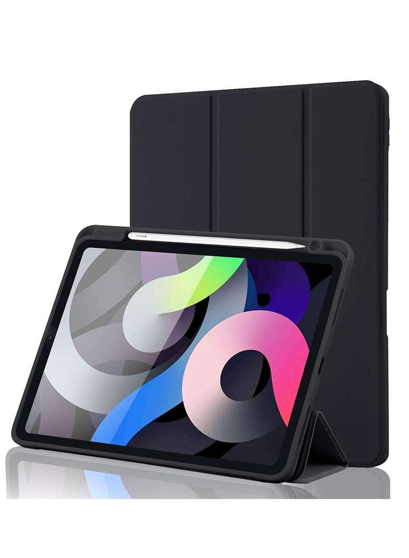 iPad Air 4 Case 2020, iPad Air 4th Generation Case with Pencil Holder [Full Body Protection + Apple 2nd Pencil Charging and Auto Wake/Sleep] Smart Stand Cover Case for iPad Air 4 10.9 (Black) - Image 1