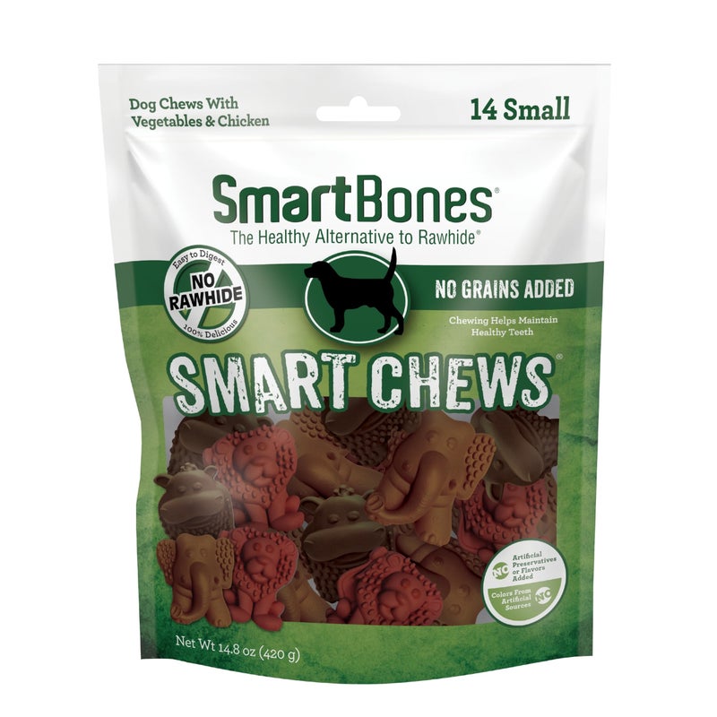 SmartBones Smart Chews, Rawhide Free Dog Chews, Treats for Dogs Made with Real Chicken and Vegetables, 14 Count Small - Image 1