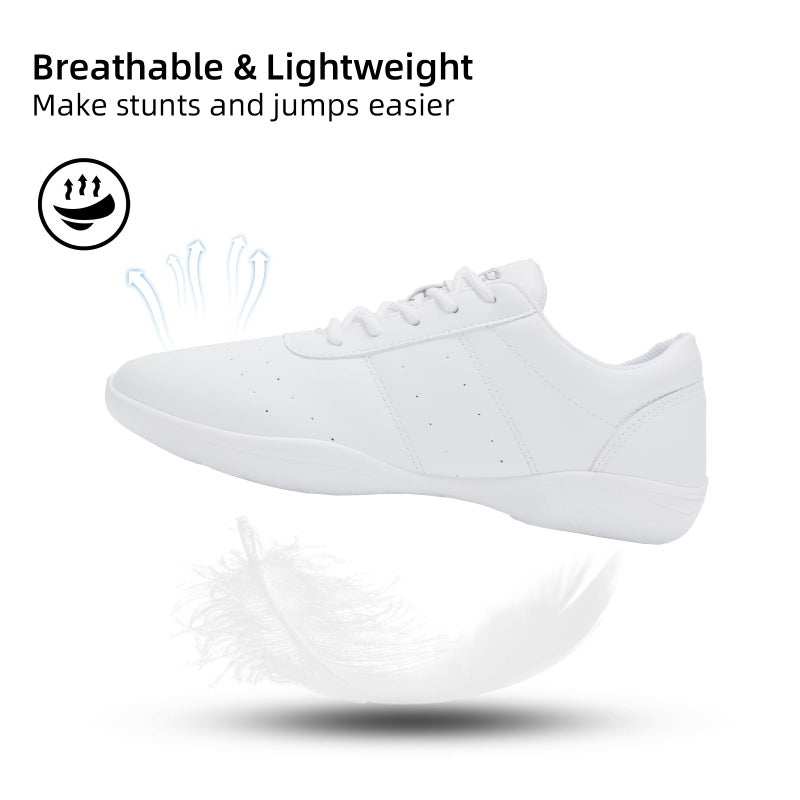 OLORA Girls Cheer Shoes White Cheerleading Dance Sneakers Breathable Lightweight Comfortable for Youth Athletic Training Tennis Sport Dancing Cheerleader Competition US Size 5 - Image 5