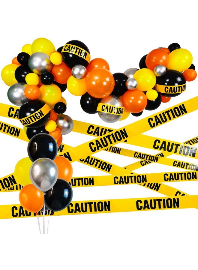Haptda Quarantine Balloon Garland & Arch Kit 74 Pack 12Inch 5Inch Black Orange Yellow Silver Latex Balloons Strip Set With Caution Tape For Quarantine Birthday Party Decorations Construction - Image 1