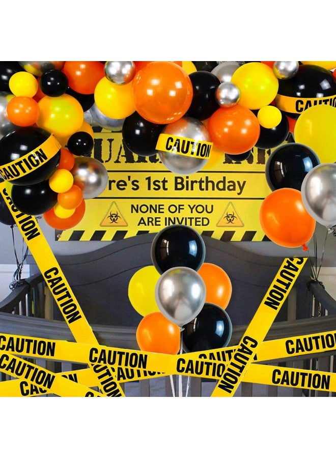 Haptda Quarantine Balloon Garland & Arch Kit 74 Pack 12Inch 5Inch Black Orange Yellow Silver Latex Balloons Strip Set With Caution Tape For Quarantine Birthday Party Decorations Construction - Image 2
