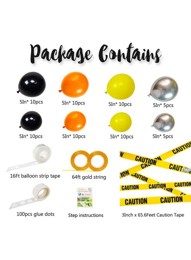 Haptda Quarantine Balloon Garland & Arch Kit 74 Pack 12Inch 5Inch Black Orange Yellow Silver Latex Balloons Strip Set With Caution Tape For Quarantine Birthday Party Decorations Construction - Image 4