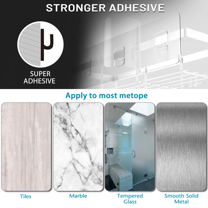 Moforoco White 5 حزمة دش Caddy Shelf منظمي الرف الرف الذاتي اللصق الأسود لتخزين الحمام منظمة المنزل المطبخ لا حفر داخل ديكور RV ملحقات الشقة الأولى الأساسية - Image 3