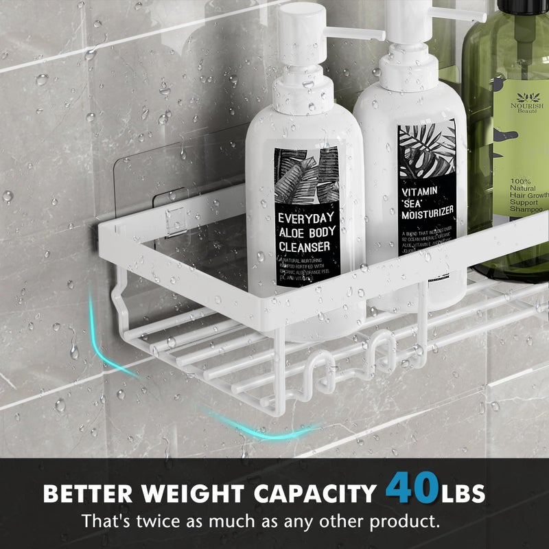 Moforoco White 5 حزمة دش Caddy Shelf منظمي الرف الرف الذاتي اللصق الأسود لتخزين الحمام منظمة المنزل المطبخ لا حفر داخل ديكور RV ملحقات الشقة الأولى الأساسية - Image 5