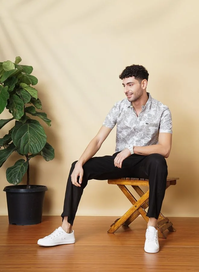 شركة المرآب الهندية Men Slim Fit Tropical Full Sleeves Cutaway Collar Casual Shirt