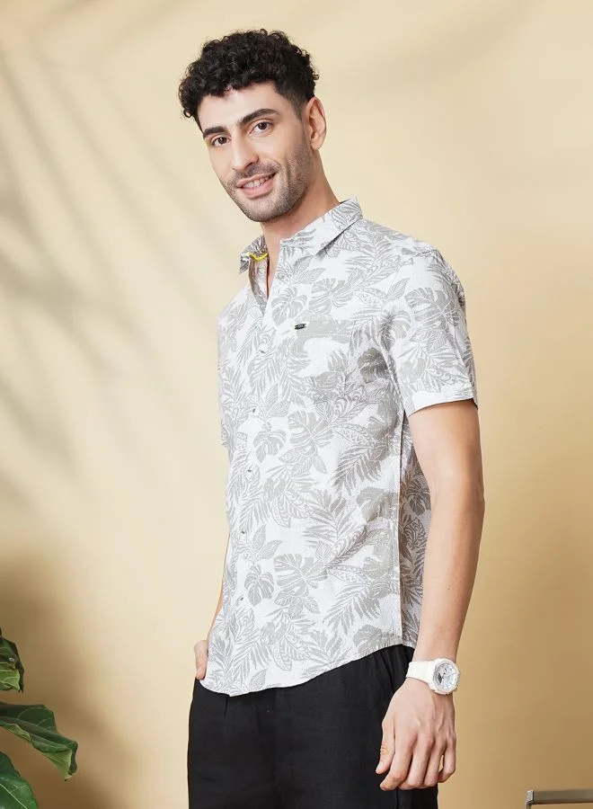 شركة المرآب الهندية Men Slim Fit Tropical Full Sleeves Cutaway Collar Casual Shirt