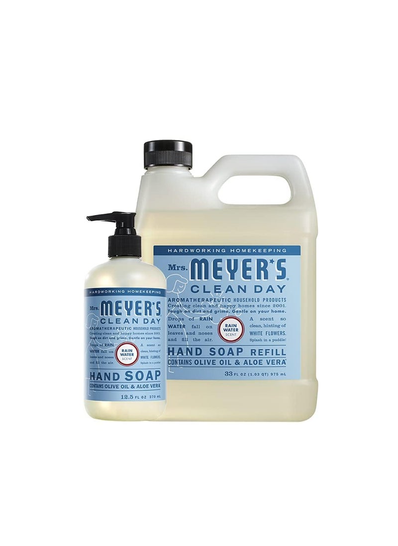 Mrs. Meyer's Clean Day Mrs Meyers Liquid Hand Soap Rainwater Scent Set includes 33 oz Refill  125 oz bottle 