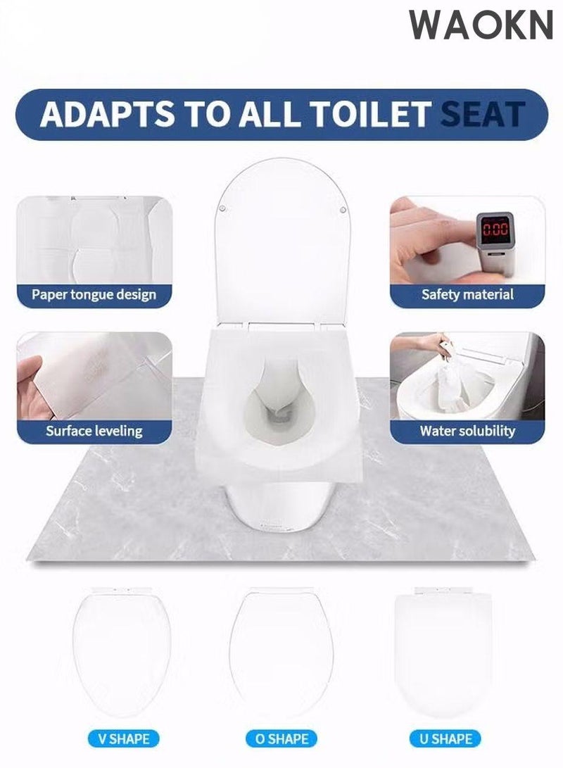 دبليو أيه أو كي أن أغطية مقاعد المرحاض (٥٠ قطعة، ٥ عبوات) | غطاء مقعد مرحاض محمول مقاوم للماء، قابل للرمي في المرحاض | بطانات ورقية للحمام، والسفر، والتخييم، وتدريب الأطفال على استخدام المرحاض للأمهات الحوامل - Image 5