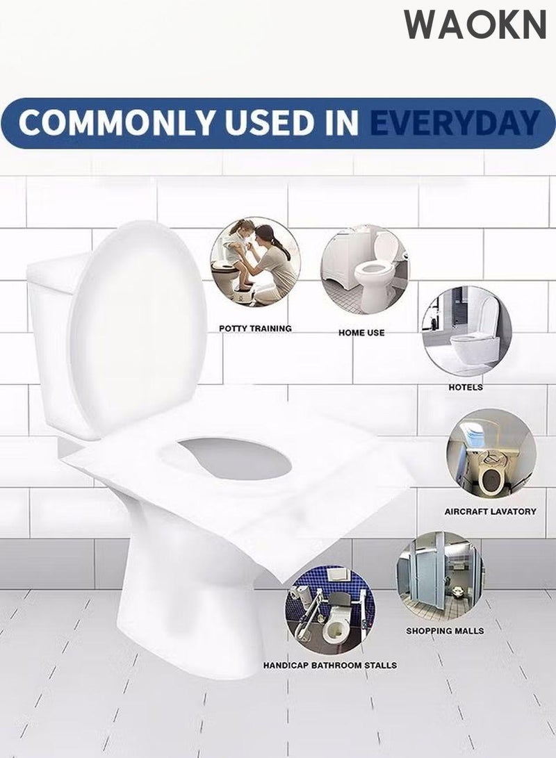 دبليو أيه أو كي أن أغطية مقاعد المرحاض (٥٠ قطعة، ٥ عبوات) | غطاء مقعد مرحاض محمول مقاوم للماء، قابل للرمي في المرحاض | بطانات ورقية للحمام، والسفر، والتخييم، وتدريب الأطفال على استخدام المرحاض للأمهات الحوامل - Image 4