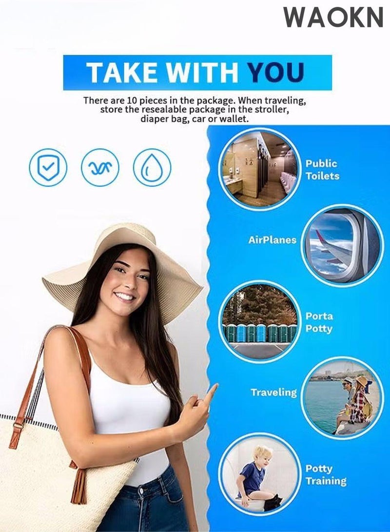 دبليو أيه أو كي أن أغطية مقاعد المرحاض (٥٠ قطعة، ٥ عبوات) | غطاء مقعد مرحاض محمول مقاوم للماء، قابل للرمي في المرحاض | بطانات ورقية للحمام، والسفر، والتخييم، وتدريب الأطفال على استخدام المرحاض للأمهات الحوامل - Image 2