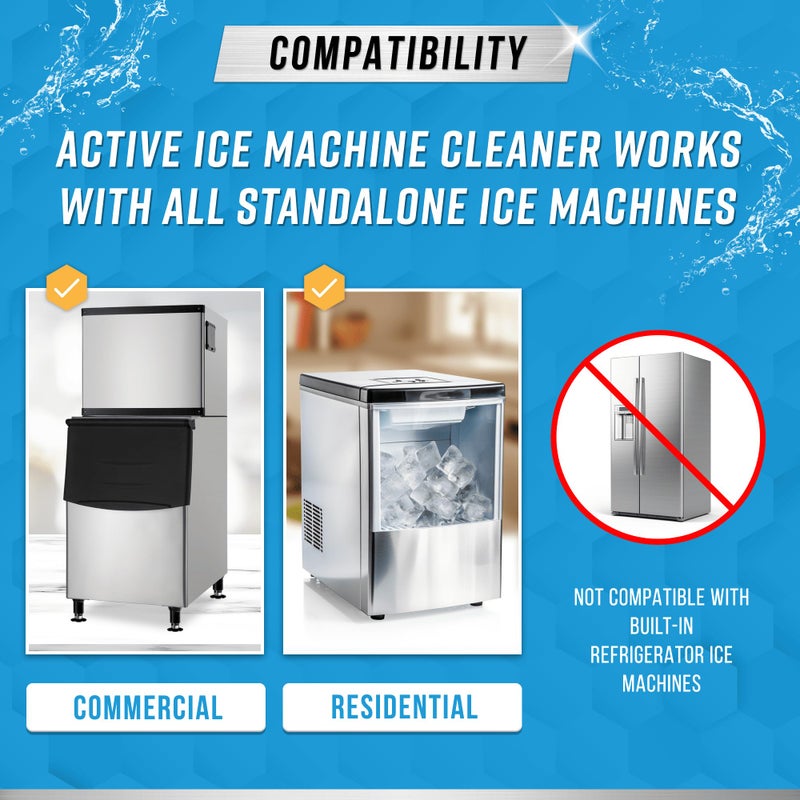 ACTIVE Ice Machine Cleaner Maker Descaler - 32 fl oz (8 Uses) Nickel Safe Ice Maker Cleaner Solution - Compatible with Whirlpool 4396808, Scotsman,Manitowoc,Hoshizaki, GE Opal Cleaning Kit - USA Made - Image 4