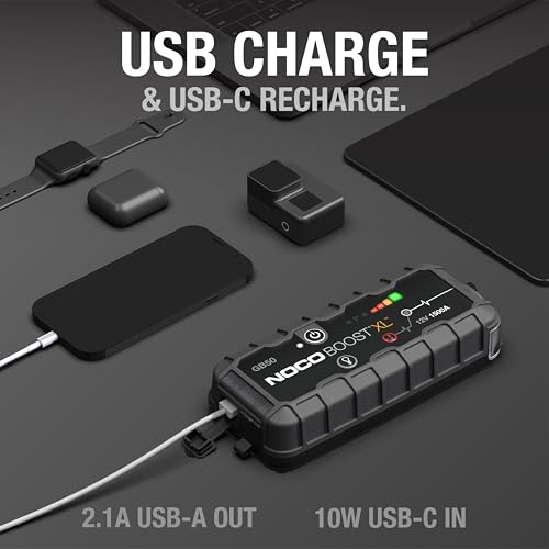 NOCO Boost GB50: 1500A جهاز بدء تشغيل آمن للغاية – حزمة بطارية ليثيوم 12 فولت، صندوق بدء تشغيل محمول، بنك طاقة وكابلات قفز - لمحركات الغاز 7.0L والديزل 4.5L - Image 4