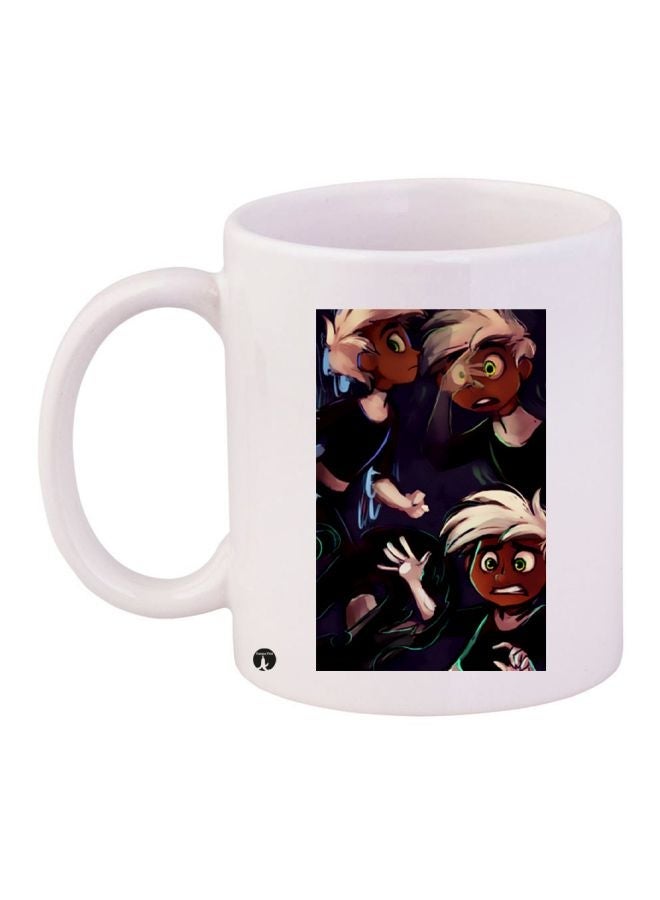 Cartoon Printed Coffee Mug White/Blue/Brown 11ounce