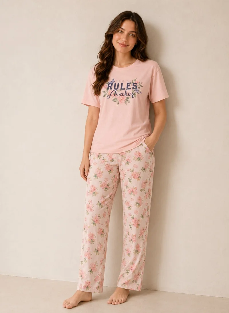 Victor And Jane  Women's Graphic Short Sleeve Pyjama Set for Women | Best Price UAE