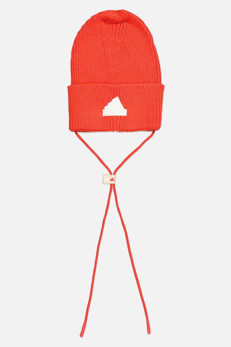Adidas Women Brand Logo Drawstring Beanie Hat, Orange  - Image 1