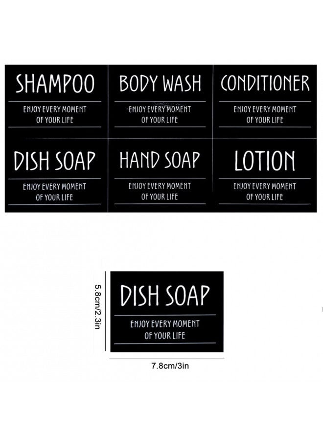 Basedidea Printed Bathroom Labels Set 24PCS Waterproof Refillable Bottles Stickers for Dish Soap Body Wash Conditioner Shampoo Display - Image 1