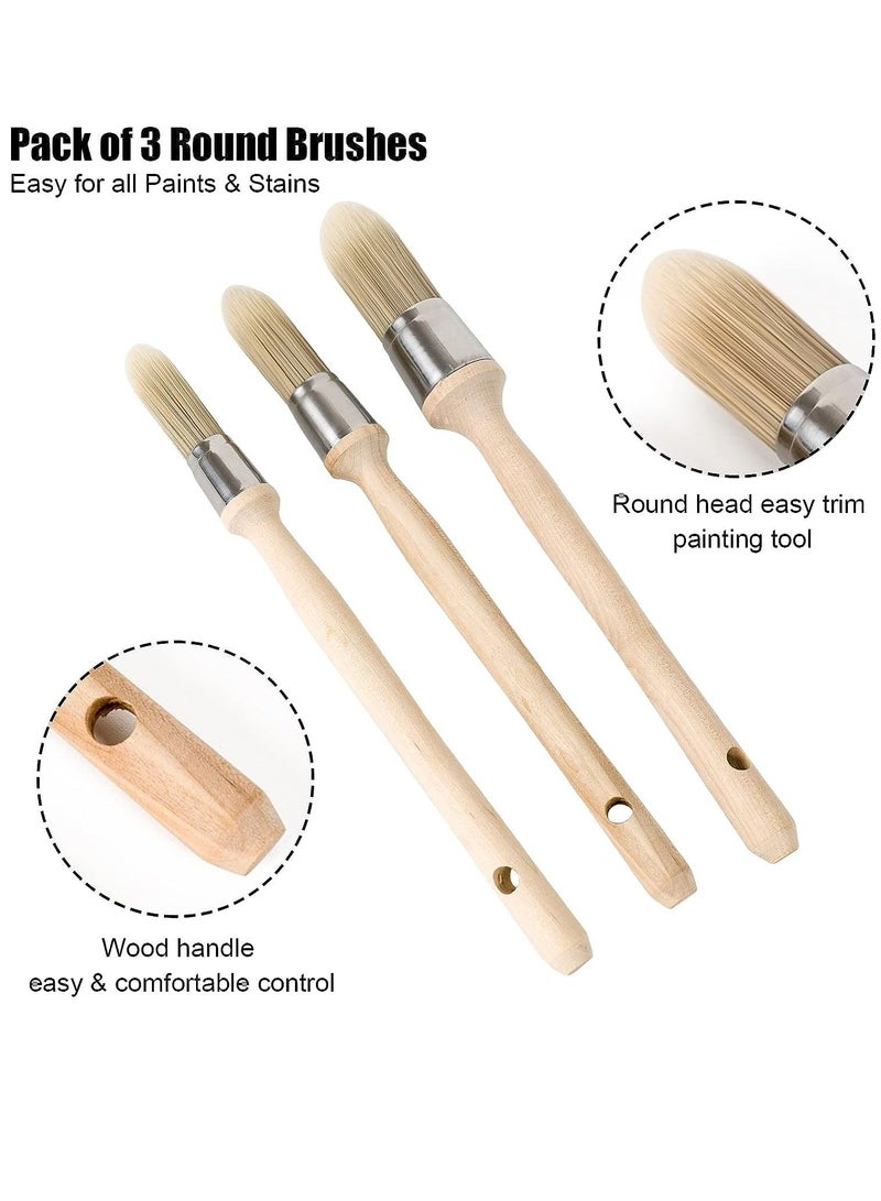 KASTWAVE Trim Painting Tool 3 Packs with 0.6Inch 0.75Inch 1Inch Small Paint Brushes for Walls Touch Up Edge Painting Tool Round Paint Brush for House Wall Edges Trim Paint Brushes - Image 2