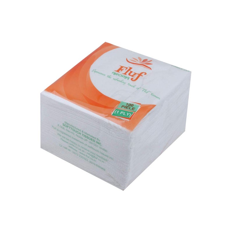 Fluf Plain Table Top Soft Napkins Box,100 Piece Per Box 1 Ply (White) (Pack of 4 Boxes) - Image 3