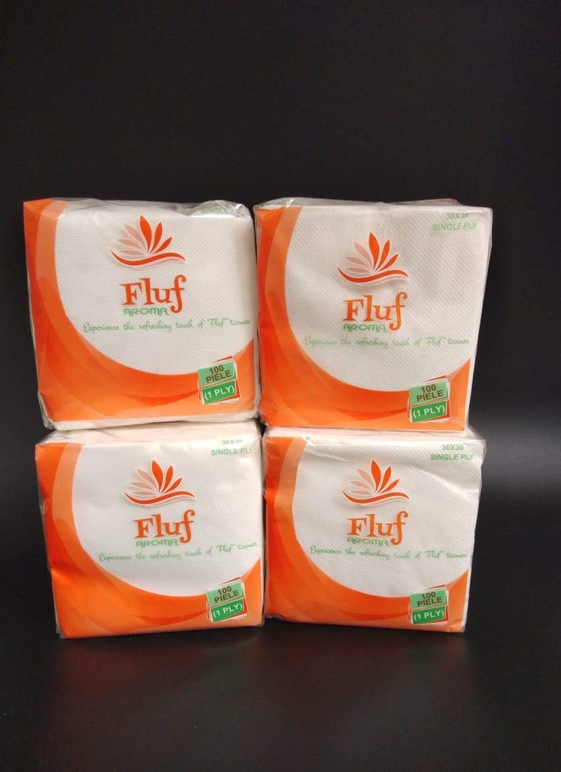 Fluf Plain Table Top Soft Napkins Box,100 Piece Per Box 1 Ply (White) (Pack of 4 Boxes) - Image 2