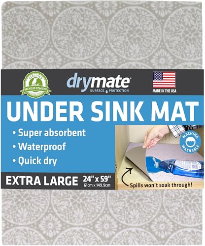 Drymate Premium XL Under Sink Mat, Waterproof Cabinet Protection Mats for Kitchen & Bathroom, Absorbent Shelf Liners, Slip-Resistant, Non-Adhesive, Machine Washable (USA Made)(24”x59”)(Tan) - Image 1