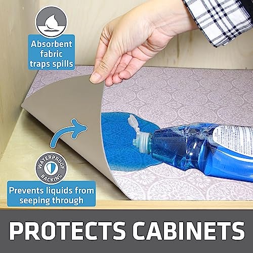 Drymate Premium XL Under Sink Mat, Waterproof Cabinet Protection Mats for Kitchen & Bathroom, Absorbent Shelf Liners, Slip-Resistant, Non-Adhesive, Machine Washable (USA Made)(24”x59”)(Tan) - Image 2