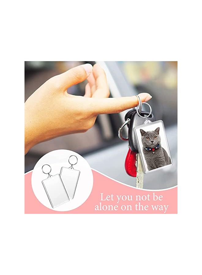The Bros Photo Frame Keychain Holder, 25 Pieces Photo Insert Keychain, Clear Picture Keychains Picture Frame Key Chain, Snap-In Custom Insert Photo Keyring for DIY Projects (6.2 * 3.6cm) - Image 2