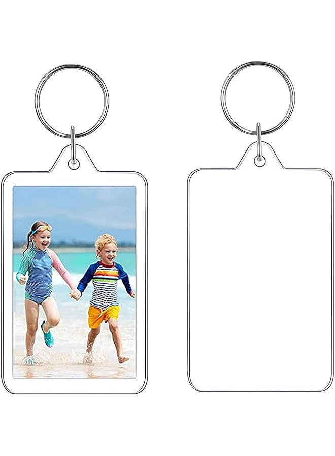 The Bros Photo Frame Keychain Holder, 25 Pieces Photo Insert Keychain, Clear Picture Keychains Picture Frame Key Chain, Snap-In Custom Insert Photo Keyring for DIY Projects (6.2 * 3.6cm) - Image 1