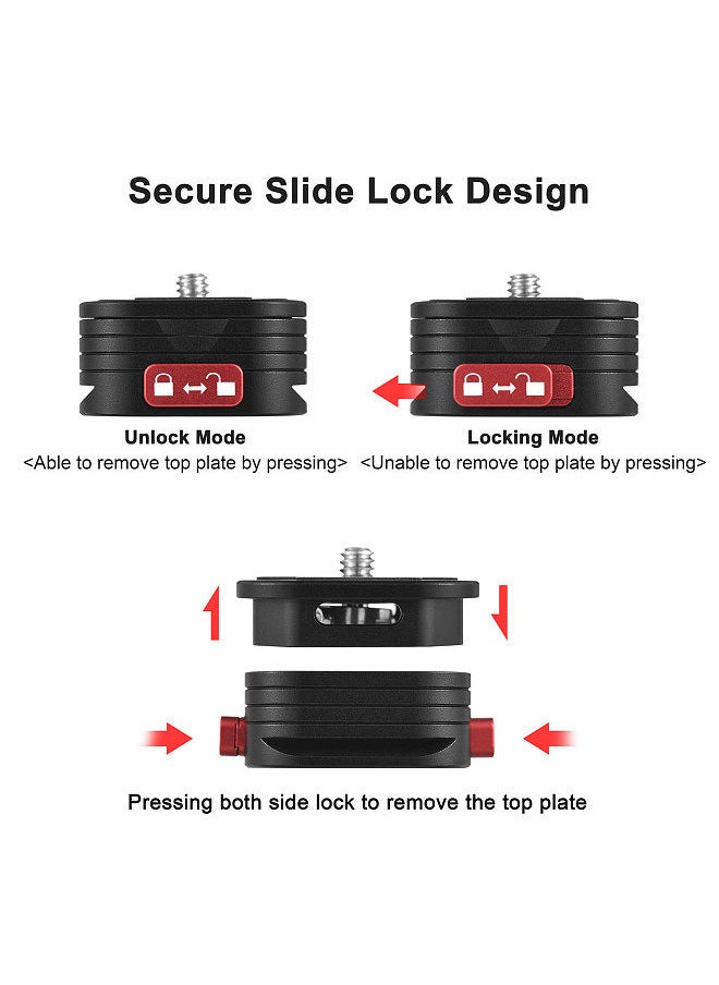 Generic - Quick Release Plate Tripod QR Plate Camera Mount Adapter Quick Setup Aluminum Alloy  with 1/4 Inch Screw for DSLR Mirrorless Camera Tripod Gimbal Stabilizer - Image 1