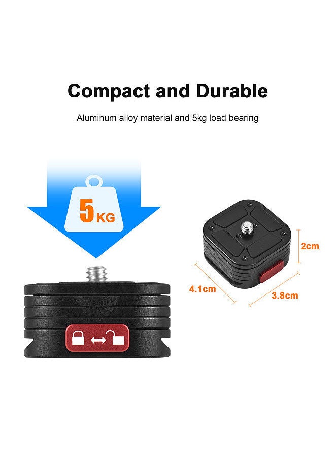 Generic - Quick Release Plate Tripod QR Plate Camera Mount Adapter Quick Setup Aluminum Alloy  with 1/4 Inch Screw for DSLR Mirrorless Camera Tripod Gimbal Stabilizer - Image 1