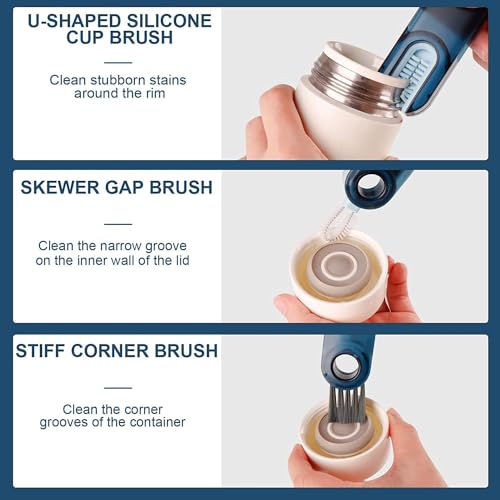 Vivatra 3 in 1 Cup Lid Gap Cleaning Brush -Multipurpose & Multifunctional Brushes for Water Bottles, Straws, Windows, Crevices, Grooves, Keyboards - Efficient Cleaning Tools (Pack of 4) - Image 3